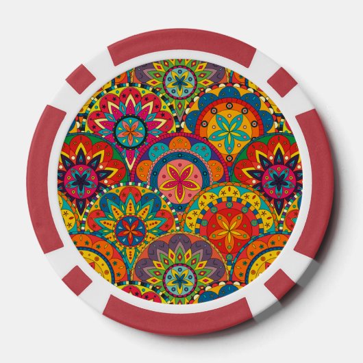 Funky Retro Colorful Mandala Pattern Pokerchips (Achterkant)