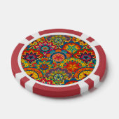 Funky Retro Colorful Mandala Pattern Pokerchips (Enkel)