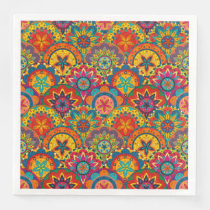 Funky Retro Colorful Mandala Pattern Servet