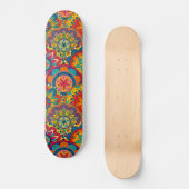 Funky Retro Colorful Mandala Pattern Skateboard (Voorkant)