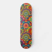 Funky Retro Colorful Mandala Pattern Skateboard (Voorkant)