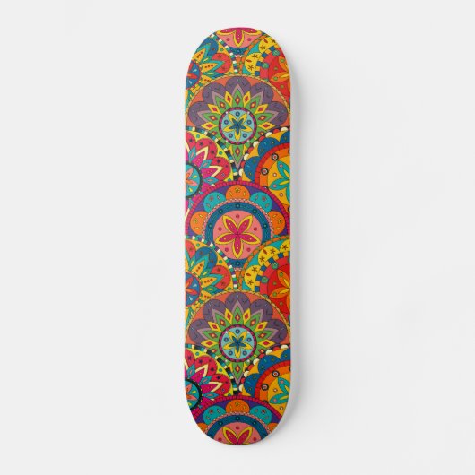 Funky Retro Colorful Mandala Pattern Skateboard (Voorkant)