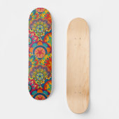 Funky Retro Colorful Mandala Pattern Skateboard (Voorkant)