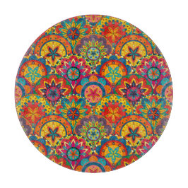 Funky Retro Colorful Mandala Pattern Snijplank