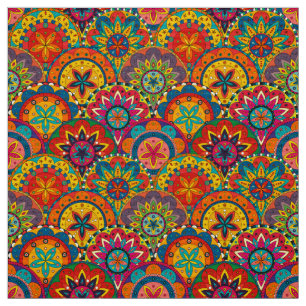 Funky Retro Colorful Mandala Pattern Stof