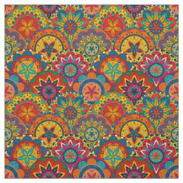 Funky Retro Colorful Mandala Pattern Stof