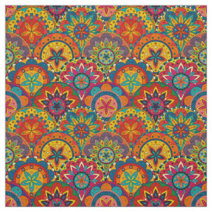 Funky Retro Colorful Mandala Pattern Stof