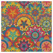 Funky Retro Colorful Mandala Pattern Stof (Close Up)