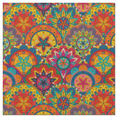Funky Retro Colorful Mandala Pattern Stof (Close Up)
