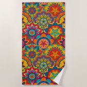 Funky Retro Colorful Mandala Pattern Strandlaken (Voorkant)