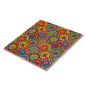 Funky Retro Colorful Mandala Pattern Tegeltje (Zijkant)