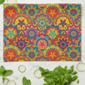 Funky Retro Colorful Mandala Pattern Theedoek (Gevouwen)