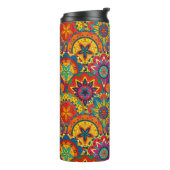 Funky Retro Colorful Mandala Pattern Thermosbeker (Gedraaid links)