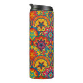 Funky Retro Colorful Mandala Pattern Thermosbeker (Geroteerd rechts)