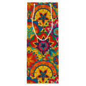 Funky Retro Colorful Mandala Pattern Wijn Cadeautas (Achterkant)