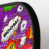 Funky Retro Comic Speech Bubbles Naadloos Patroon Pickleball Paddle (Links Detail)