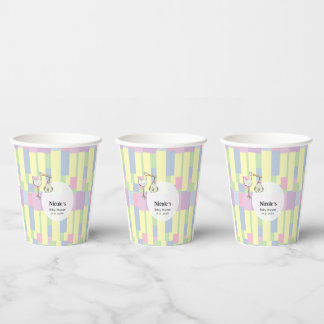Funky Retro Cubisme Ooievaar Bezorging Baby Shower Papieren Bekers