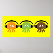 Funky Retro DJ kwallen met hoofdtelefoon op maat Poster (Voorkant)
