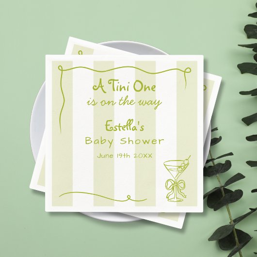 Funky Retro Doodle Dirty Martini Baby shower Servet