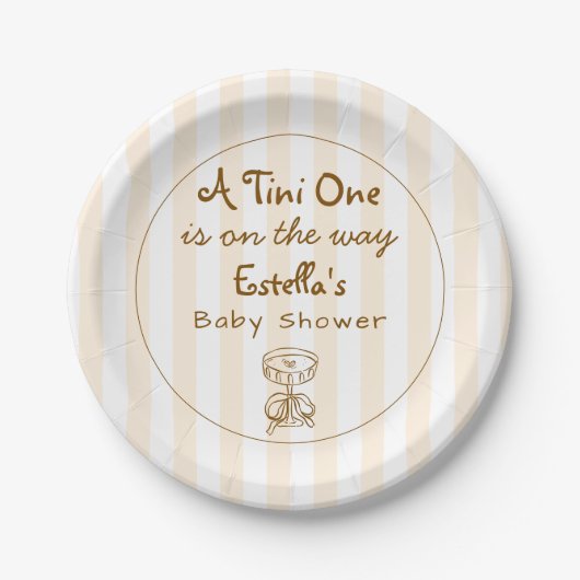 Funky Retro Doodle Espresso Martini Baby shower Papieren Bordje (Voorkant)