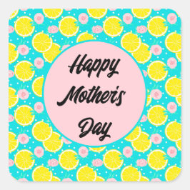Funky retro felle citrusvruchten Moederdag Vierkante Sticker
