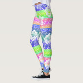 Funky Retro Floral op Chic Cool Stripes Patroon Leggings (Links)