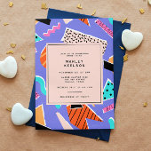 Funky Retro Geometric Vrijgezellenfeest uit de jar Kaart