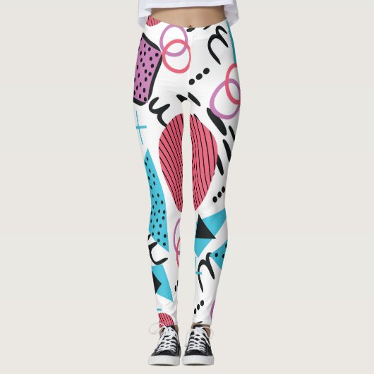 Funky Retro geometrische vormen Leggings (Voorkant)