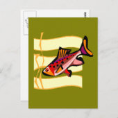 Funky Retro Green en Red Tropical Fish Briefkaart (Voorkant / Achterkant)