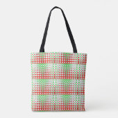 Funky Retro Green, Red, Pattern, Flowers, Tote Bag (Achterkant)