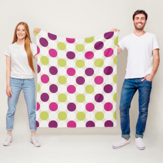 Funky Retro Groen en Paarse Stippen Fleece Deken