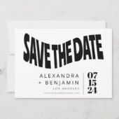 Funky Retro Groovy Unieke foto White - zwart Save The Date (Voorkant)