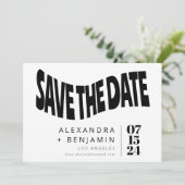 Funky Retro Groovy Unieke foto White - zwart Save The Date (Staand voorkant)