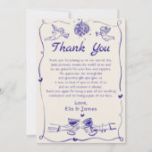 Funky Retro Hand getrokken bruiloft dank u kaart (Voorkant)