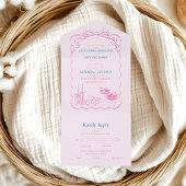 Funky Retro Hand getrokken Champagne Tower Bruilof All In One Uitnodiging