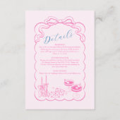 Funky Retro Hand getrokken Champagne Tower Bruilof Informatiekaartje (Voorkant)