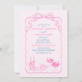 Funky Retro Hand getrokken Champagne Trouwen Kaart (Voorkant)