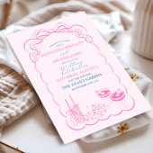 Funky Retro Hand getrokken Champagne Trouwen Kaart