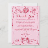 Funky Retro Handgetekende Huwelijkskaart Bedankt (Voorkant)