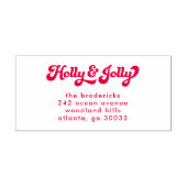 Funky Retro Holly Jolly Christmas Retouradres Zelfinktende Stempel (Design)