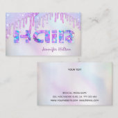 Funky retro holografische glitterdruppels haar visitekaartje (Voorkant / Achterkant)