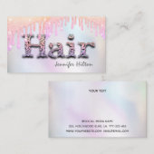 Funky retro holografische glitterdruppels haar visitekaartje (Voorkant / Achterkant)