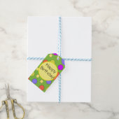 Funky retro jaren 60/70 thema cirkels cadeaulabel (Met Touw)