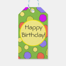Funky retro jaren 60/70 thema cirkels cadeaulabel