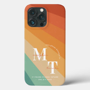 Funky Retro Jaren 70 Gestreept Monogram Case-Mate iPhone Case
