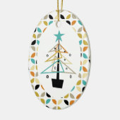 Funky Retro kerstboom, midden-eeuwse terugtocht Keramisch Ornament (Links)