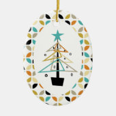 Funky Retro kerstboom, midden-eeuwse terugtocht Keramisch Ornament (Voorkant)