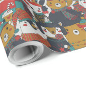 Funky Retro-kerstdieren Cadeaupapier (Rol Hoek)