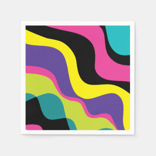 Funky Retro Kleuren Golf Pop Patroon Jaren 90 Fees Servet
