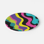 Funky Retro Kleuren Wave Pop Pattern 90's Party Papieren Bordje (Gekanteld)